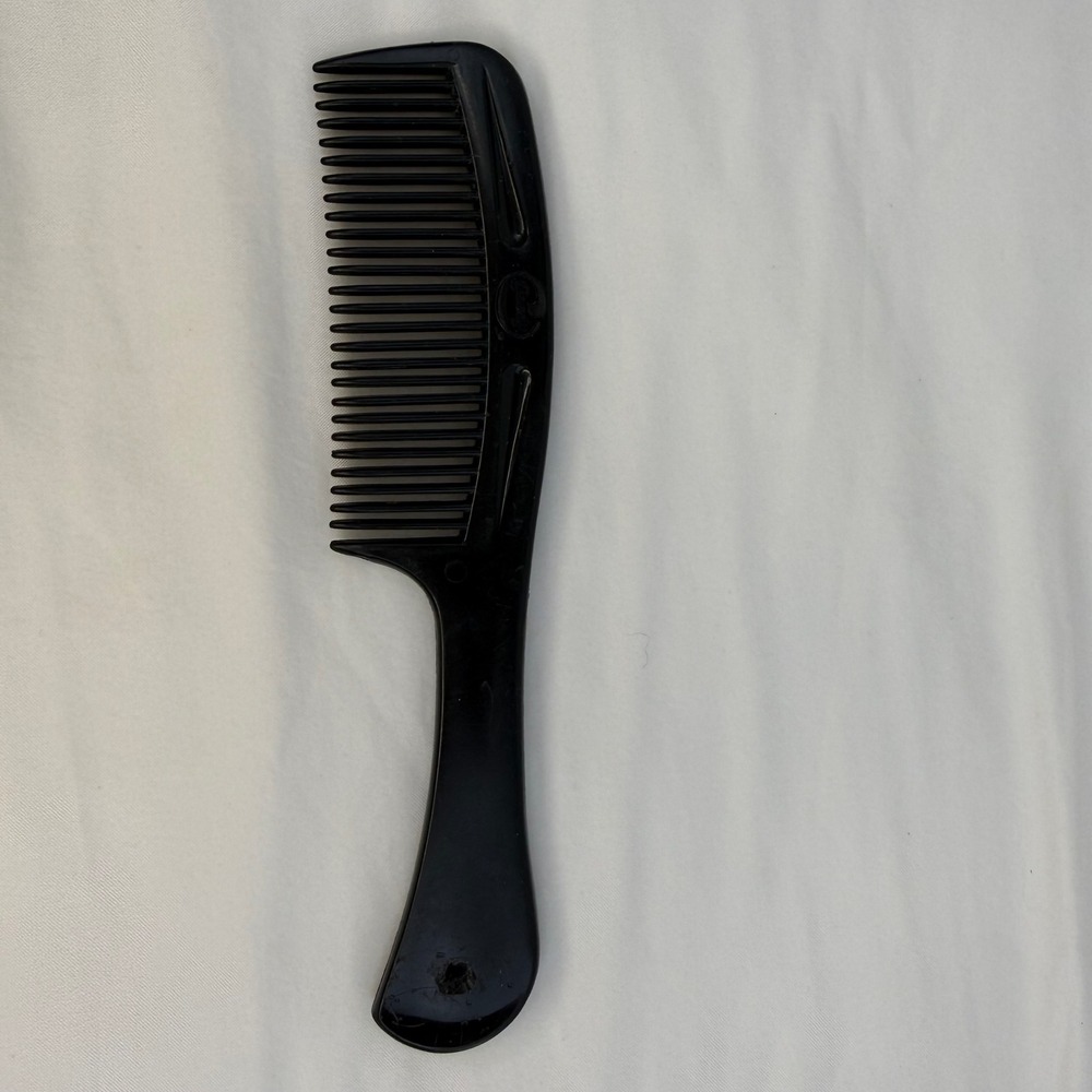 Vintage Goody Black Plastic Hair Comb with Handle Wide Tooth Detangler 21cm